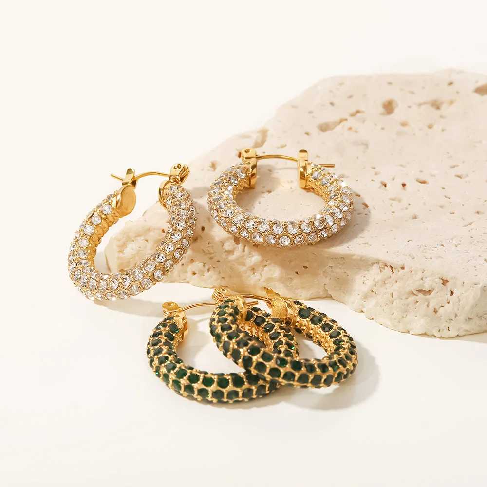 Uworld Trendy Full Zircon Gold Silver Blingbling Hoop Earrings for Women Party Fashion Crystal Hoops Statement Earring - Уорлд модные серьги-каретка с полным цирконовым золотом и серебром в стиле блестящего блингблинга для женщин на вечеринку, модные хрус