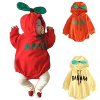baby romper newborn baby boy clothes baby fruit romper jumpsuit plus velvet thick hooded overalls onesie for kids