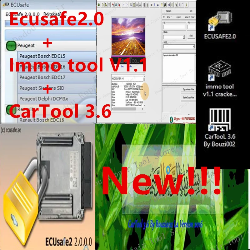 Новейший популярный ECUSafe 2,0 ECU ECM 2,0 immokiller V 1,1 Immo Off программное обеспечение v1.1 ImmoKiller v1.1 программное обеспечение Cartool 3,6 Бесплатная помощь по установке