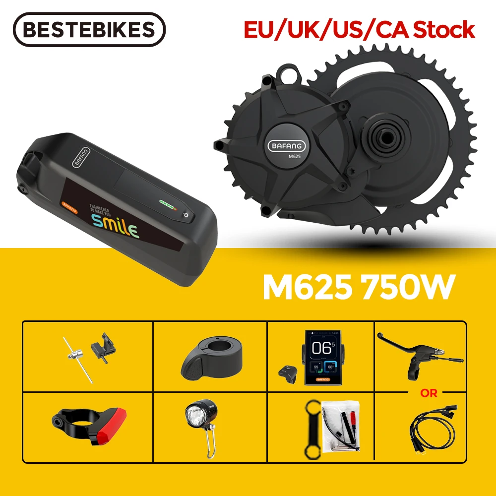 

BAFANG Motor M625 50.4V 750W Mid Drive Motor Electric Bike Conversion Kit MM G321.750.C With 19AH Samsung Battery 21700 Cells