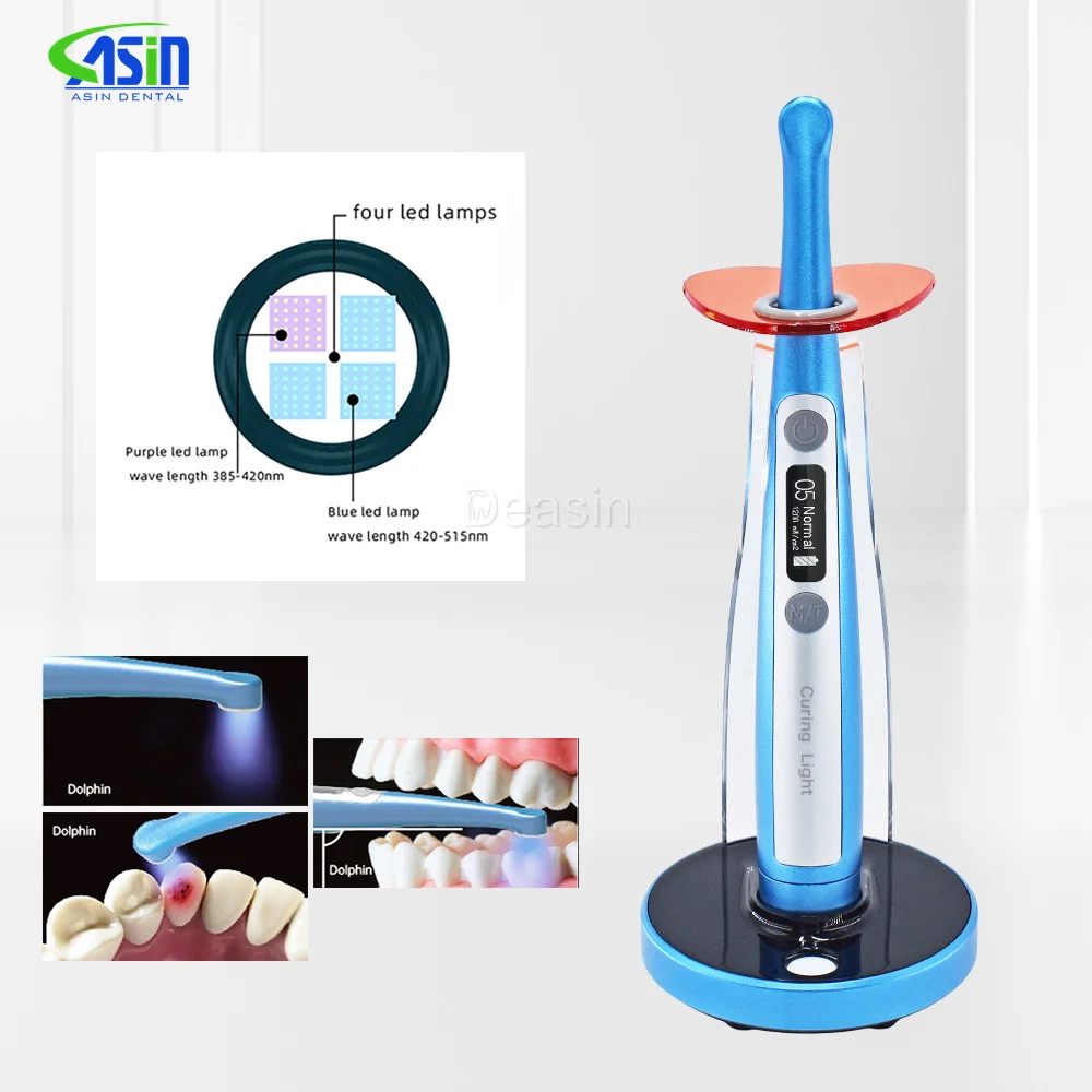 

New Dental Dolph Original Factory with LED Curing Light 1 Second Metal Body With Caries Detector Built And Meter Max 2600 mW/cm²