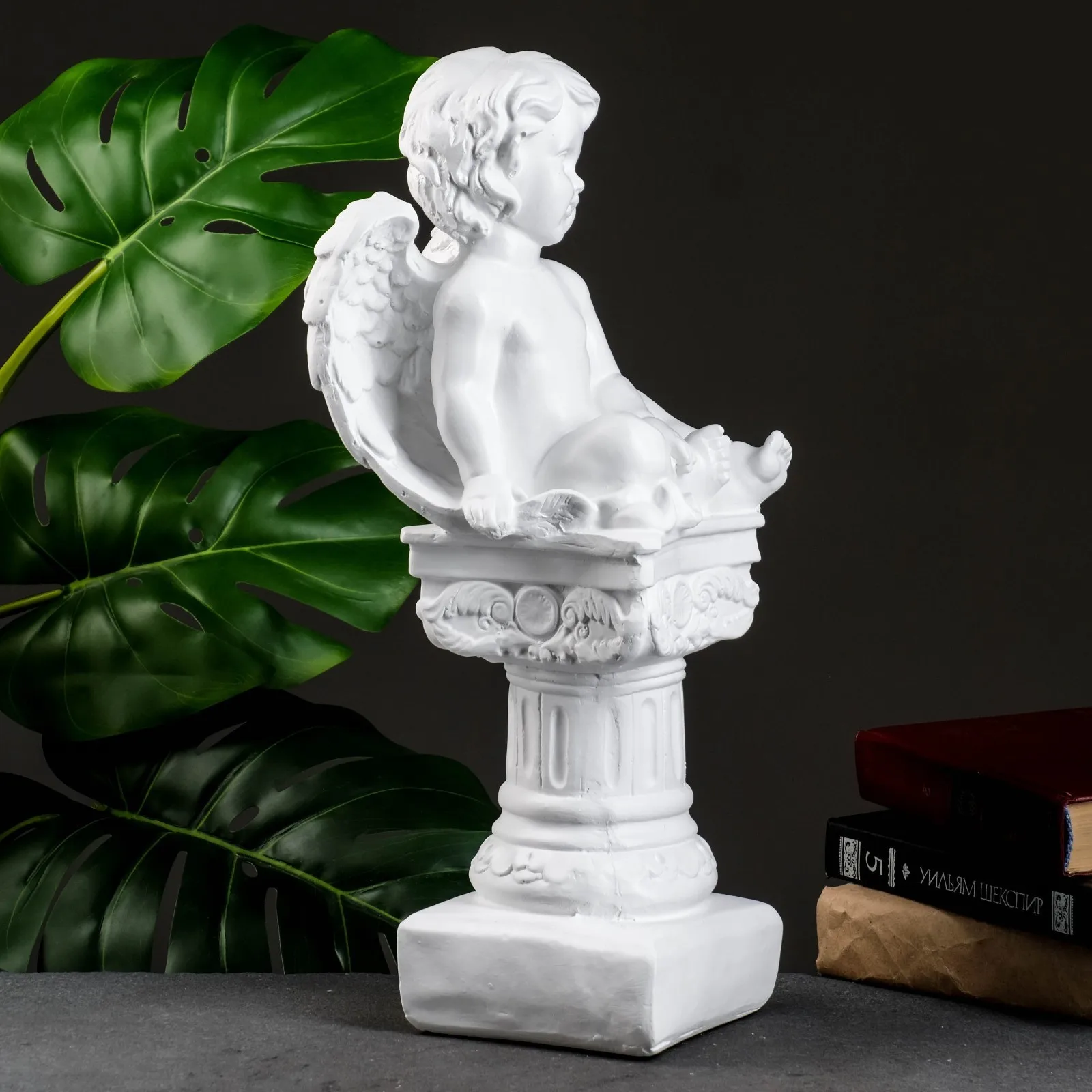 Фигура &quotАнгел на пьедестале&quot белый 15х15х42см