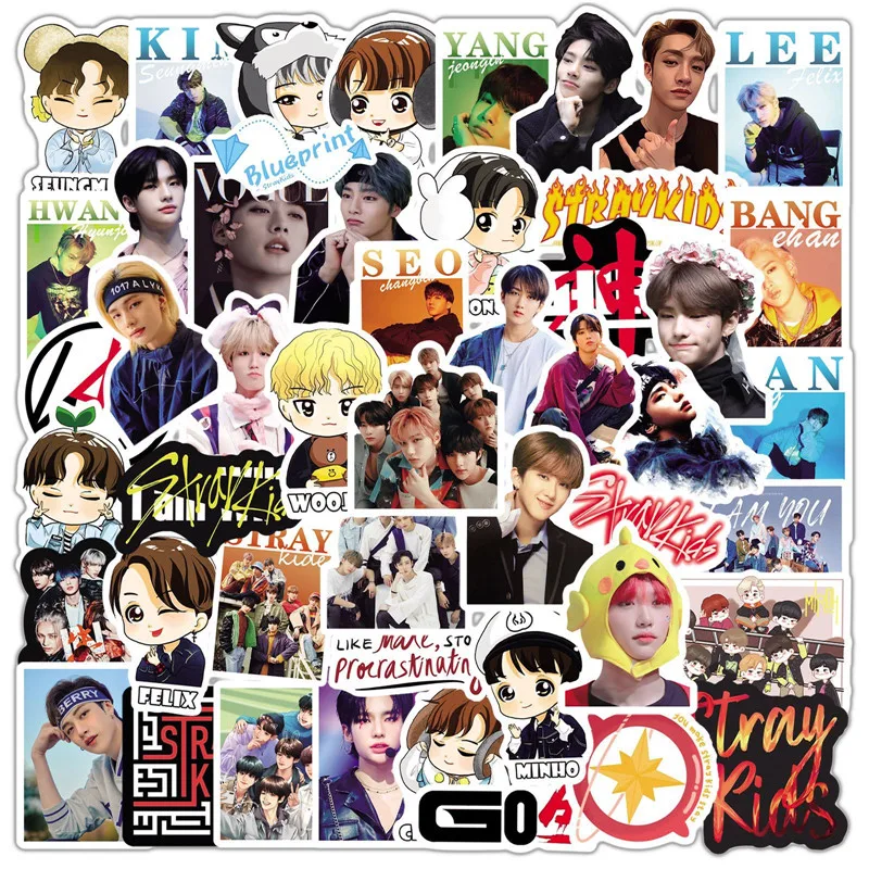 

50pcs/set KPOP Stray Kids Graffiti Stickers Water Laptop Cup Trolley Case Waterproof Stickers Bang Chan Fans Collection Gift