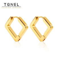 stainless steel hoop earrings small diamond gold color plated high polished charm jewelry geometric accessories