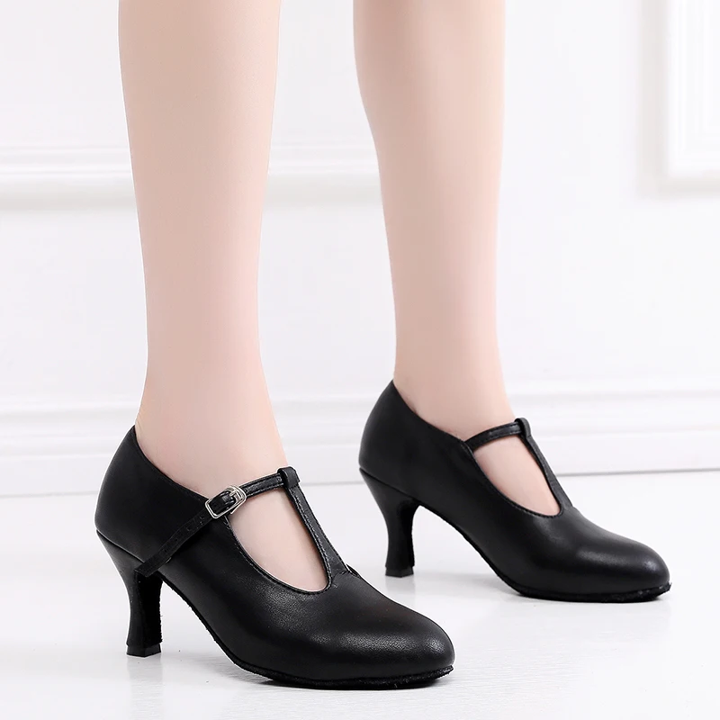 Woman Black Creamy-whit Closed Toe Modern Latn Dance Shoes for Women Soft Bottom Pratice Teacher Dancign Shoes Kids Latino Shoes