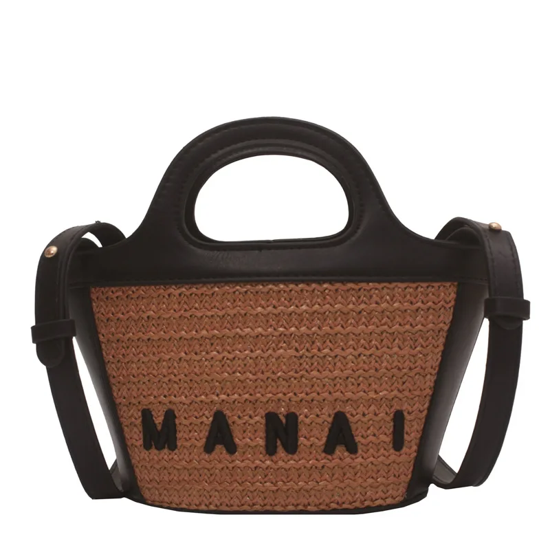 Лидер продаж 2022 модная соломенная сумка-мешок большая сумка на плечо из ротанга