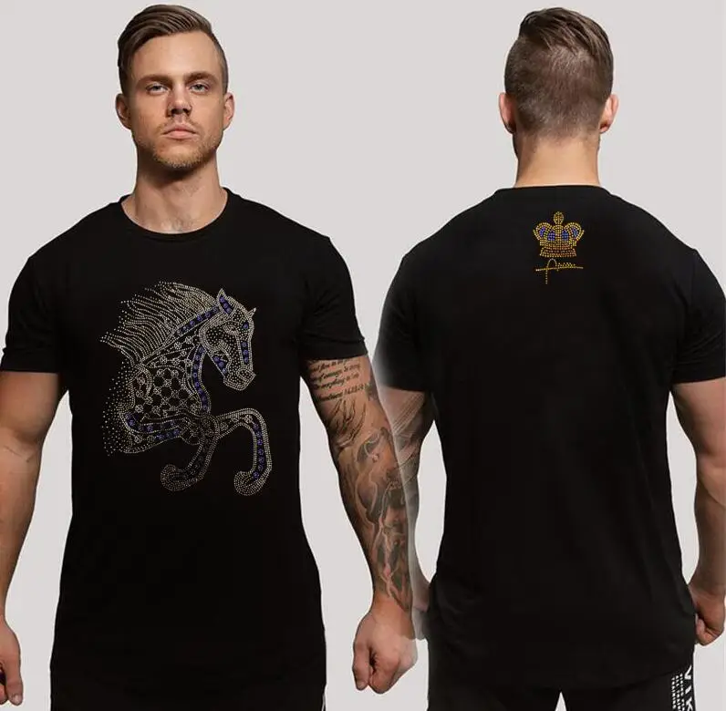 

Designer Rhinestone T-shirt Pullover men's gifts Casual Fashion Men tees