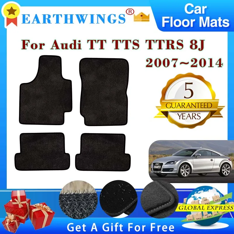 Car Floor Mats For Audi TT TTS TTRS MK2 8J 2007~2014 Carpets Footpads Anti-slip Cape Rugs Cover Foot Pads Interior Accessories