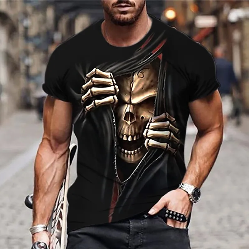 2023 spring and summer T-shirts for men and women 3D printing crew-neck skull print vintage free shipping oversized top 6XL