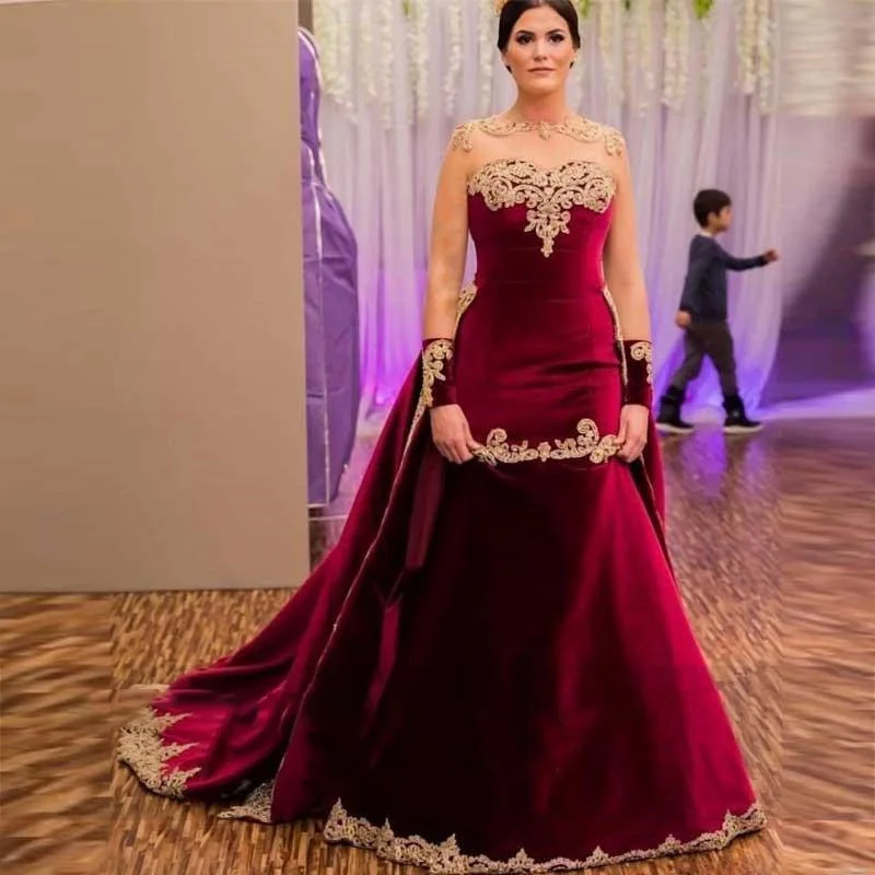 

A-Line O-Neck HF065 Evening Party Dresses For Women Floor Length Luxury Long Sleeve Elegant Gowns Vestidos De Noche Robes Soirée