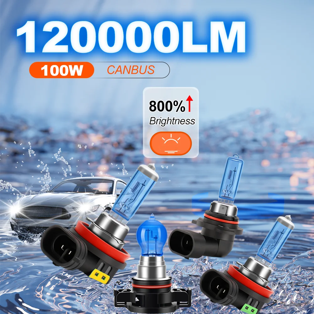 2 шт. 120000LM Супер яркая галогенная автомобильная фара 6000K H1 H4 H7 H11 H13 9005 9006 9012 H8 H9 880 5202 H13 9007 Автомобильные фары