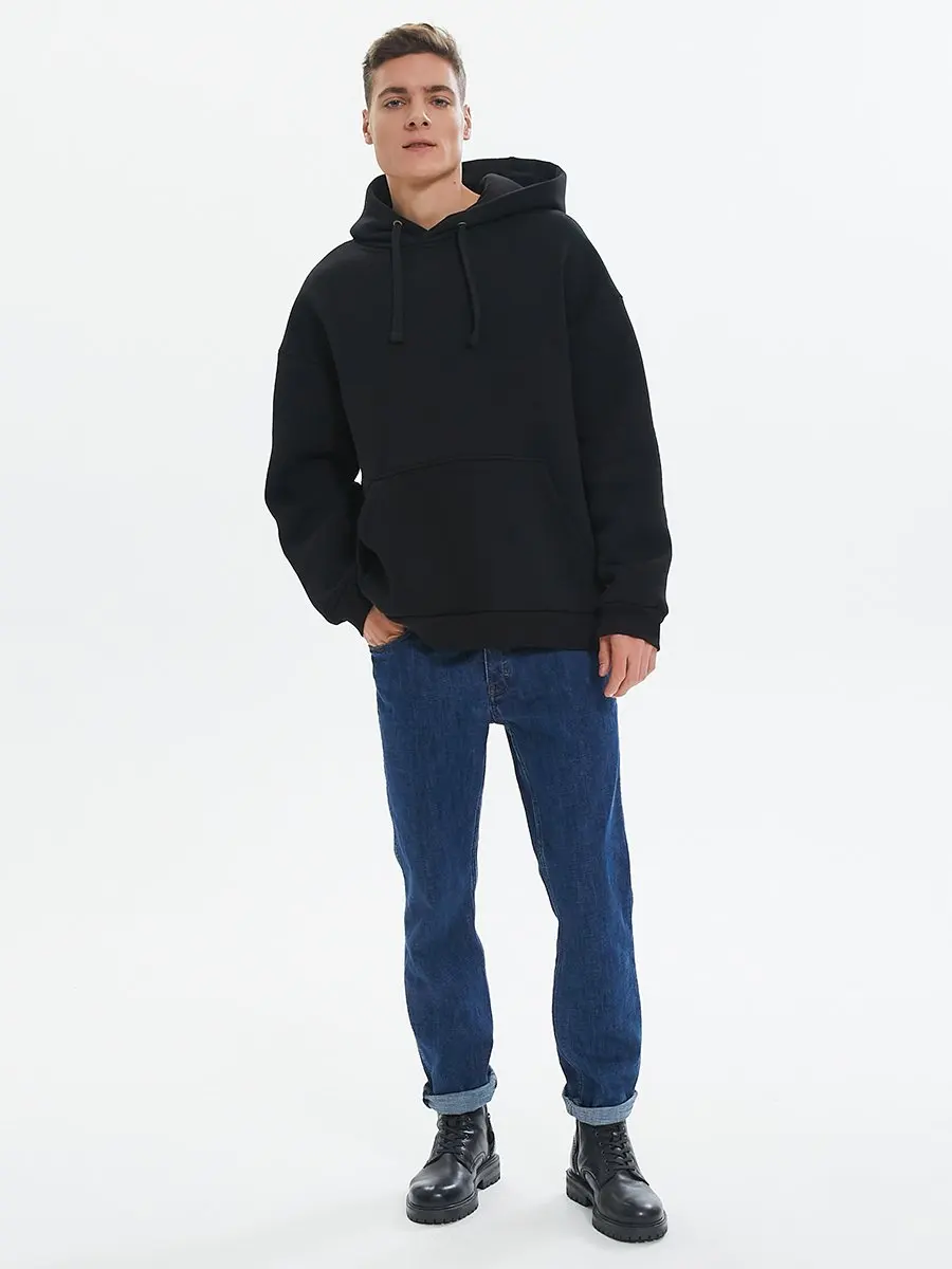 Jonquil Худи мужское &quotЧерный&quot с капюшоном умеренный оверсайз начесом карманом |