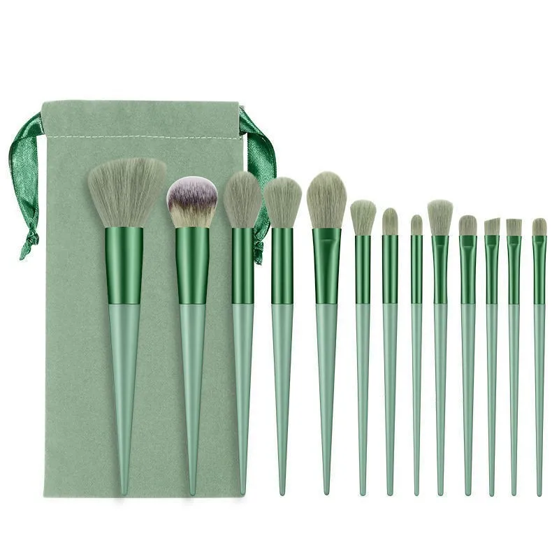 

Eval 13PCS Makeup Brushes Set Nylon Hair Makeup Brush Kit Green Foundation Powder Brush Eyeshadow Brush Makeup Tool
