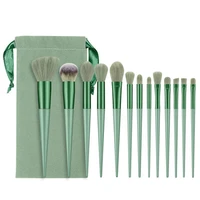 eval 13pcs makeup brushes set nylon hair makeup brush kit green foundation powder brush eyeshadow brush makeup tool