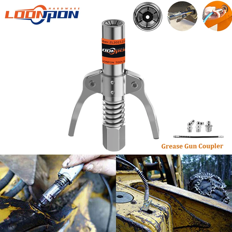 

Quick Release Grease Gun Auto Replacement Parts Lube 10,000 PSI Lock Grease Coupler High-pressure Oil injection Nozzles 1PC
