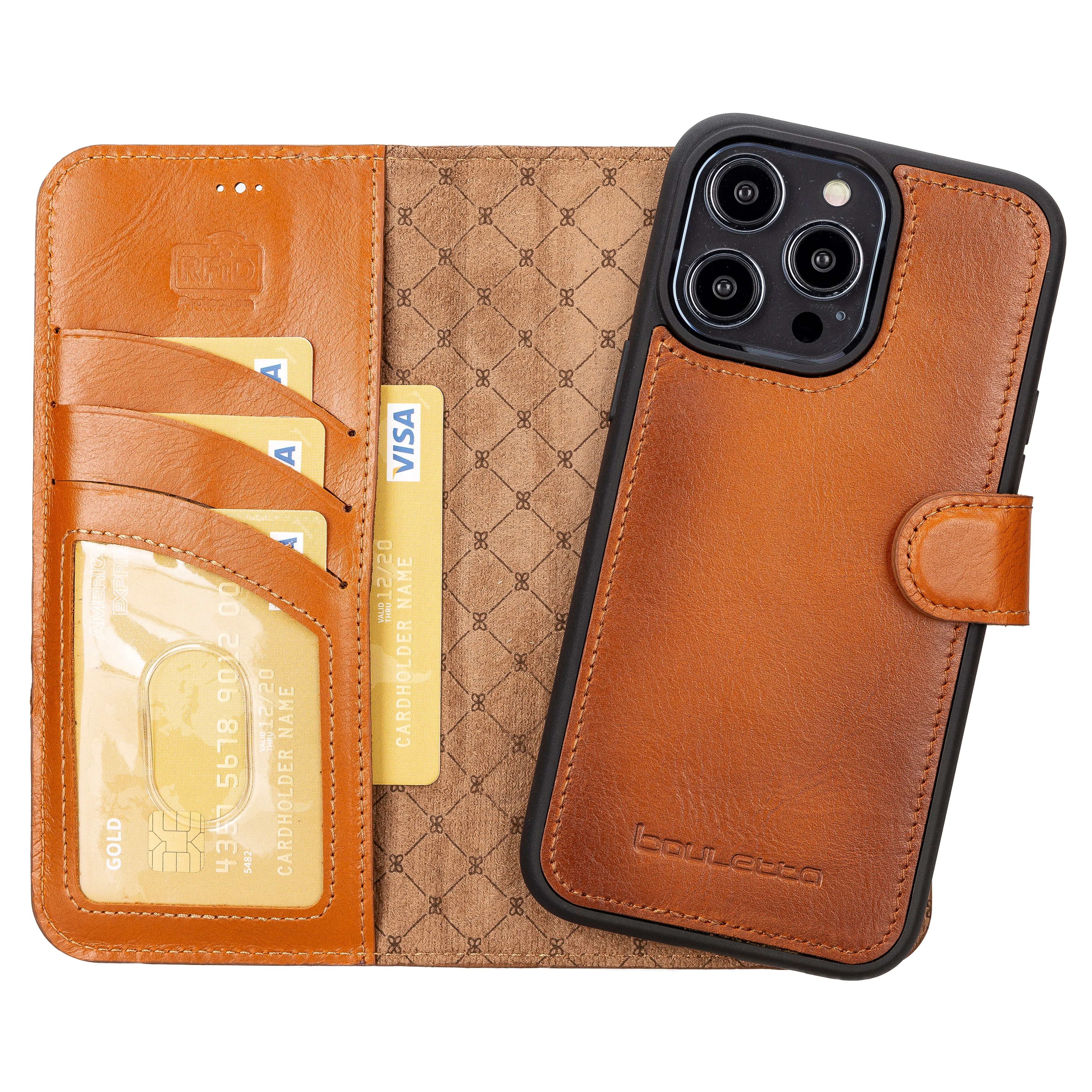 

Чехол-бумажник из натуральной кожи для iPhone 14 Pro Max 6,7 дюйма с RFID-защитой