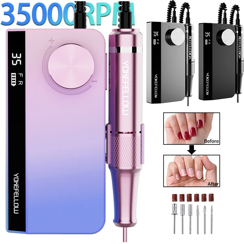 

35000RPM Portable Electric Nail Drill Machine Electric Nail Drill Kit For Manicure Pedicure Tool With LCD Display Rechargeable