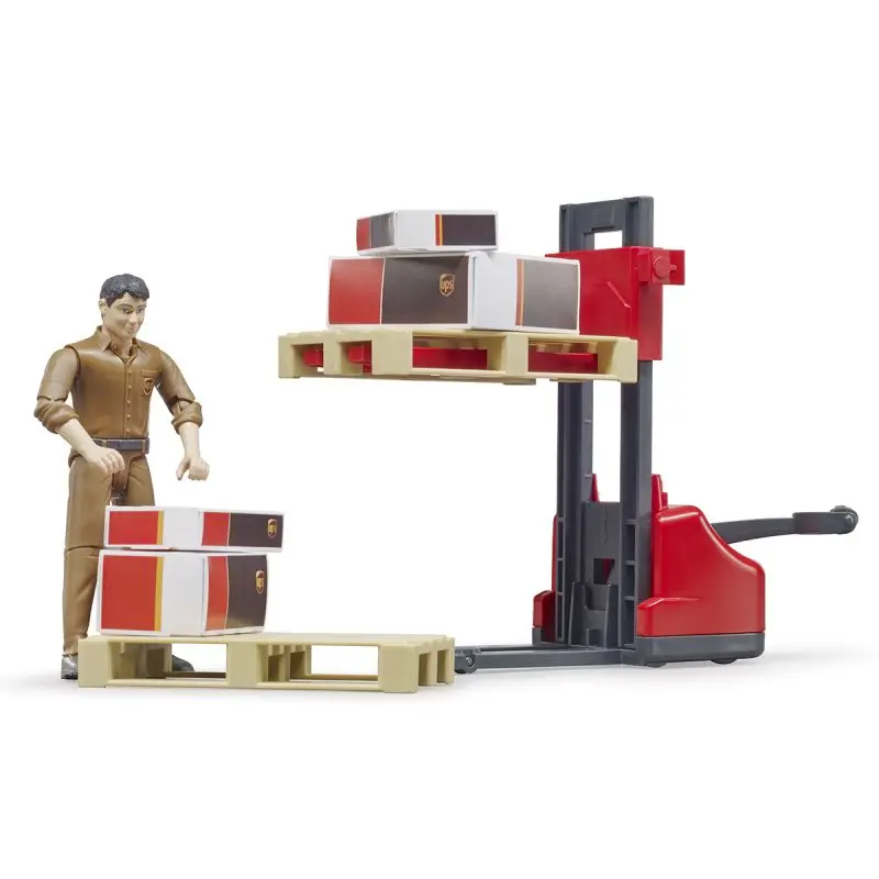 Фигурка Bruder работник логистической службы UPS с погрузчиком и аксессуарами |