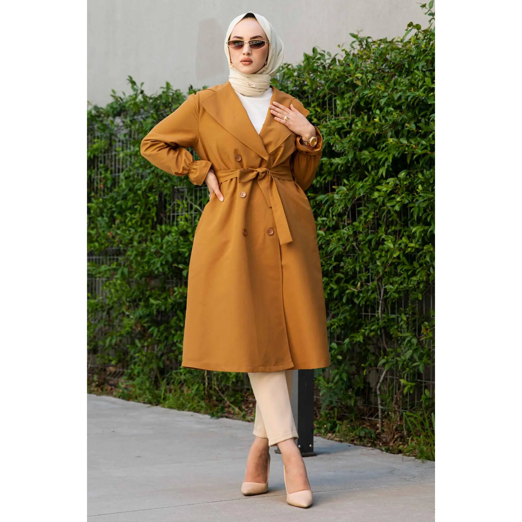 

Cape Outwear Hijab Cape Muslim Trench Coat Kaftan Caftan Abaya Bigsize Muslim Women Turkey Dubai Ferace 2021