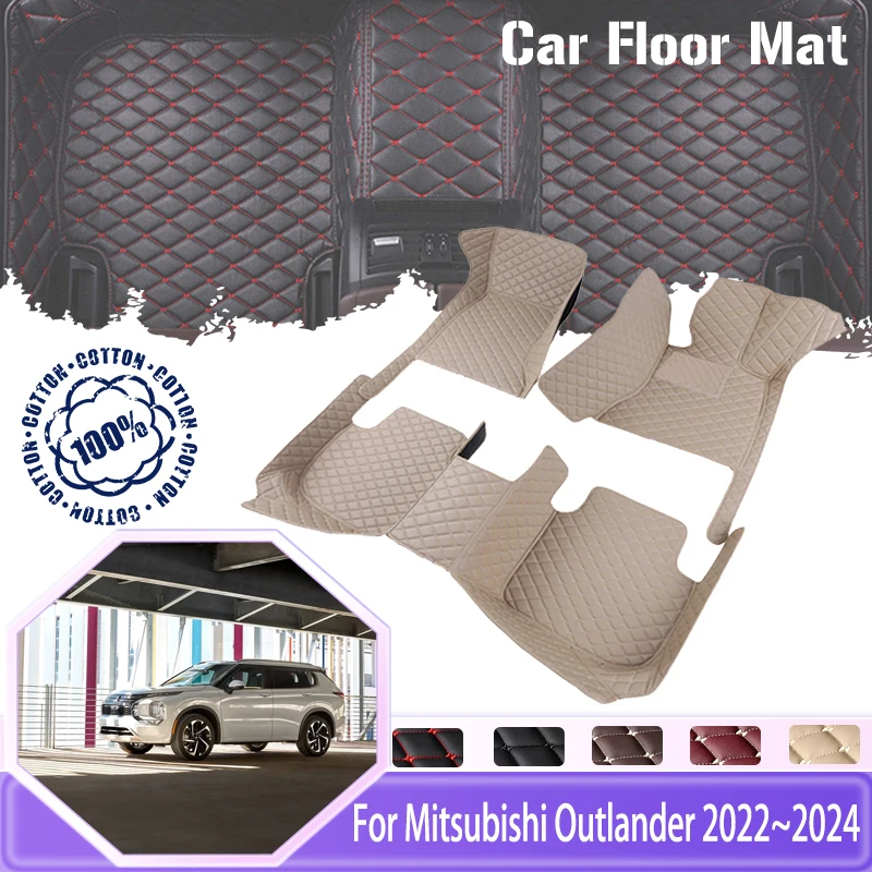 

Car Floor Mats For Mitsubishi Outlander GM 2022 2023 2024 5seat Non-hybrid Anti-dirt Pad Leather Car Mats Luxury Car Accessories