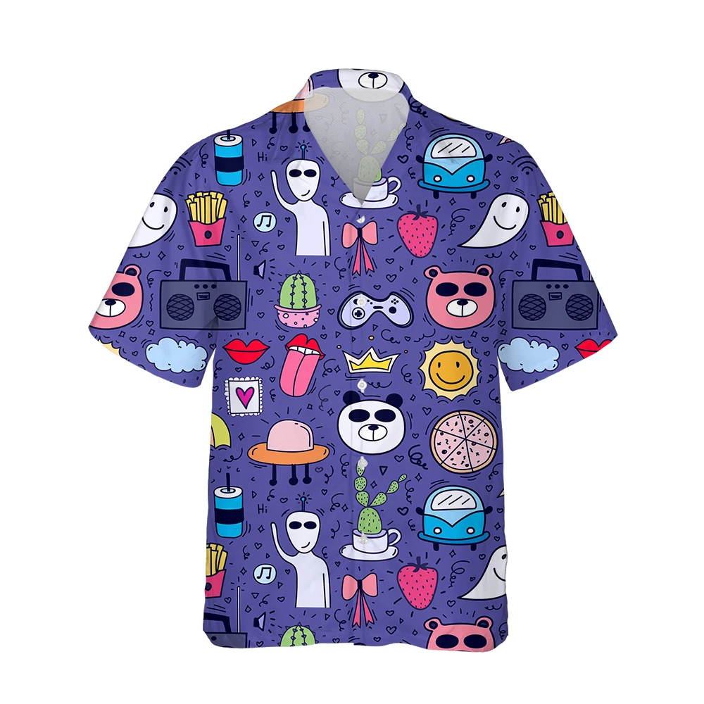 New 3D Funny Cute Animals Cartton Print Colorful Hawaiian Shirt Men Cat Rabbit Graphic Fashion Aloha Shirt Beach Casual Tops 5XL