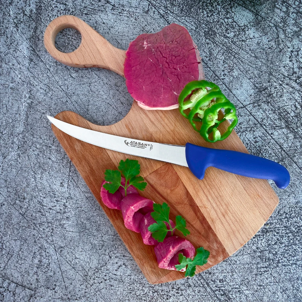 

Нож для стейка ATASAN, изогнутый нож шеф-повара, кухонные ножи ручной работы, высококачественный профессиональный резак для мяса из нержавеющей стали для стейка