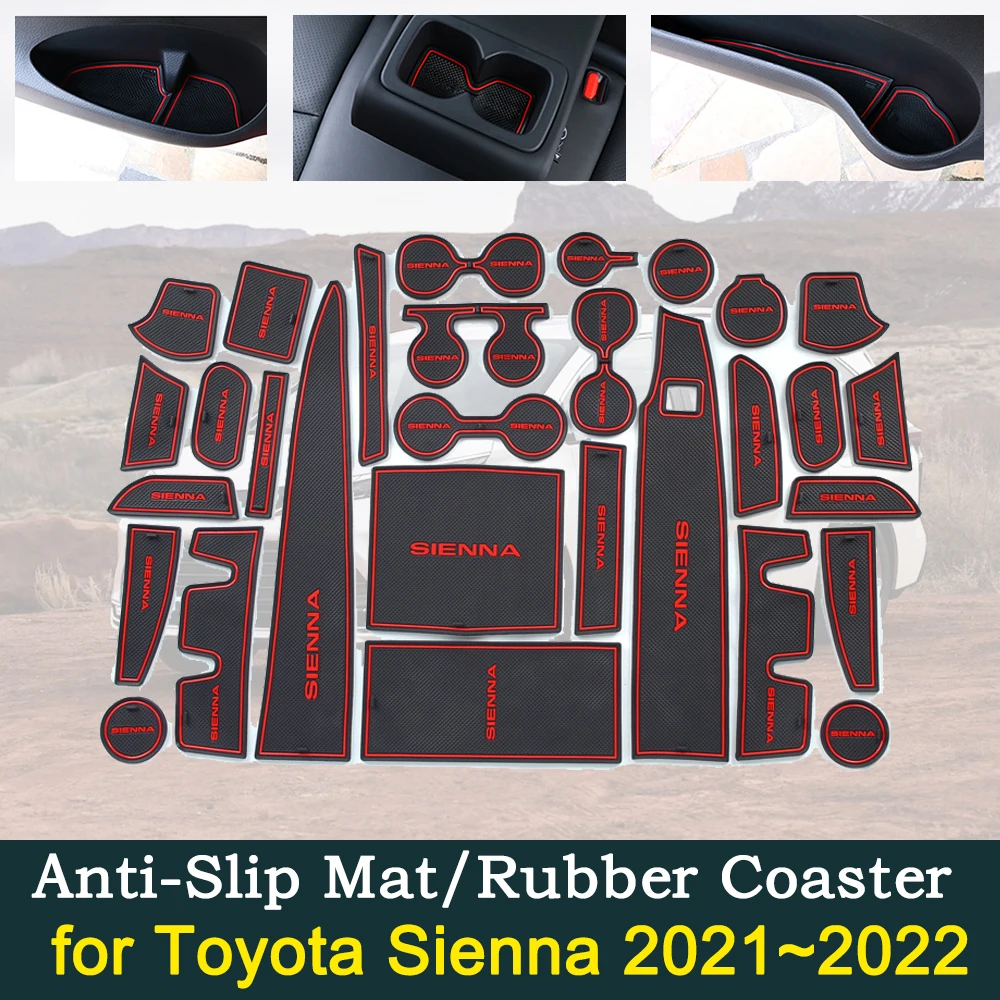 

Anti-slip Door Groove Mat Gate Slot Cup Pad for Toyota Sienna MK4 XL40 2021 2022 Car Interior Decorate Style Accessories Dadgets