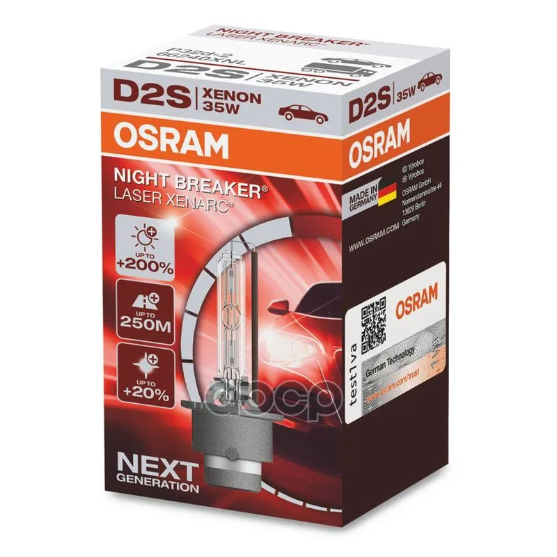 D2s (35W) Лампа Xenarc Night Breaker Laser 1Шт Картон P35d-2 Osram арт. 66240XNL