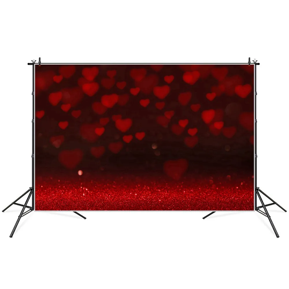 

Photography Backdrops Red Love Heart Bokeh Glitters Banner Custom Baby Valentine's Day Party Decoration Photo Booth Backgrounds