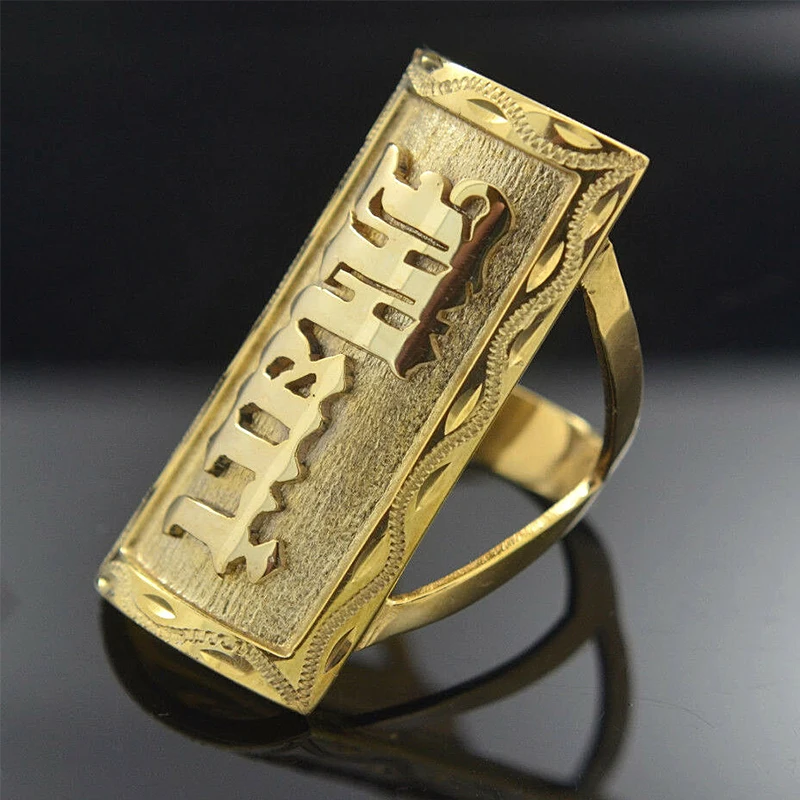 Anillos de oro personalizados con nombre para novio, regalos para marido, accesorios Unisex, joyería con dijes