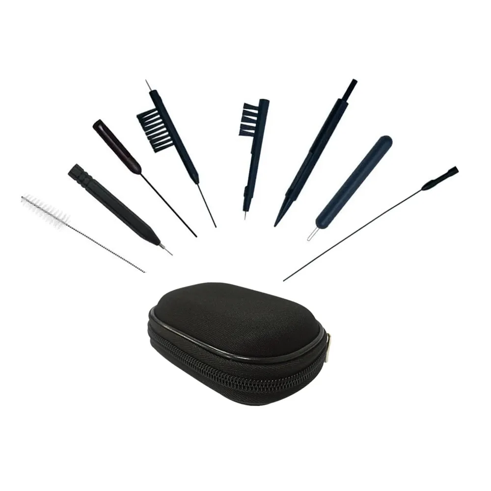 

Hearing Aids Cleaning Tools Cleaning Brushes Vent Cleaner Wax Loop with Mutispandex Material Hearing Aid Storage Case (9 in 1)
