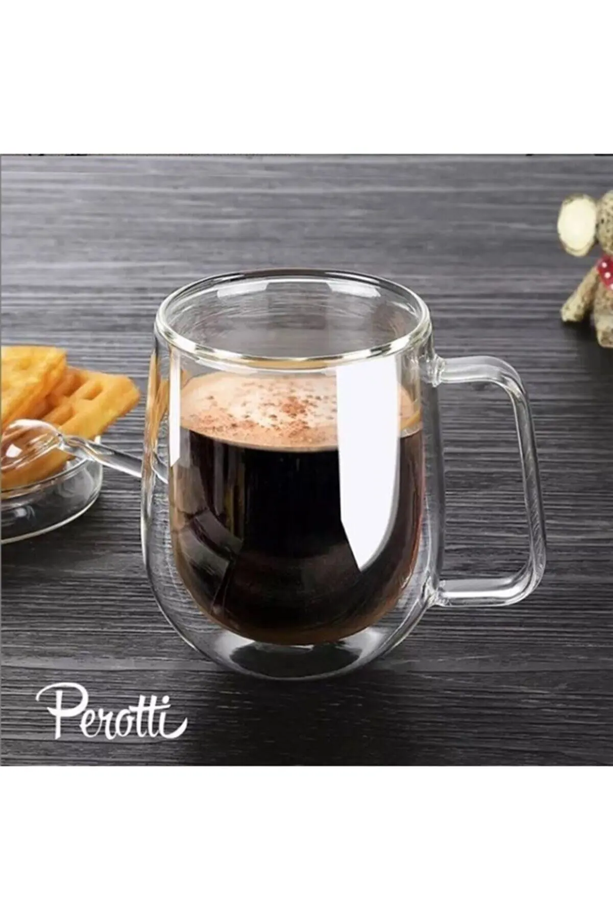 

Handmade Special Series Design Glass Double Walled Cup With Handle 1 Piece