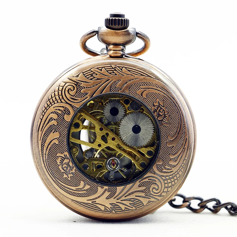 Unique Fashion Personality Mechacnical Hand-winding Pocket Watches For Men Women Vintage Necklace Pendant with Chain Gifts