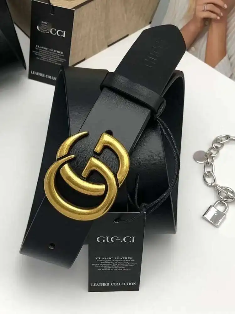 Дизайнерский женский ремень Gucci G из кожи + нейтральный