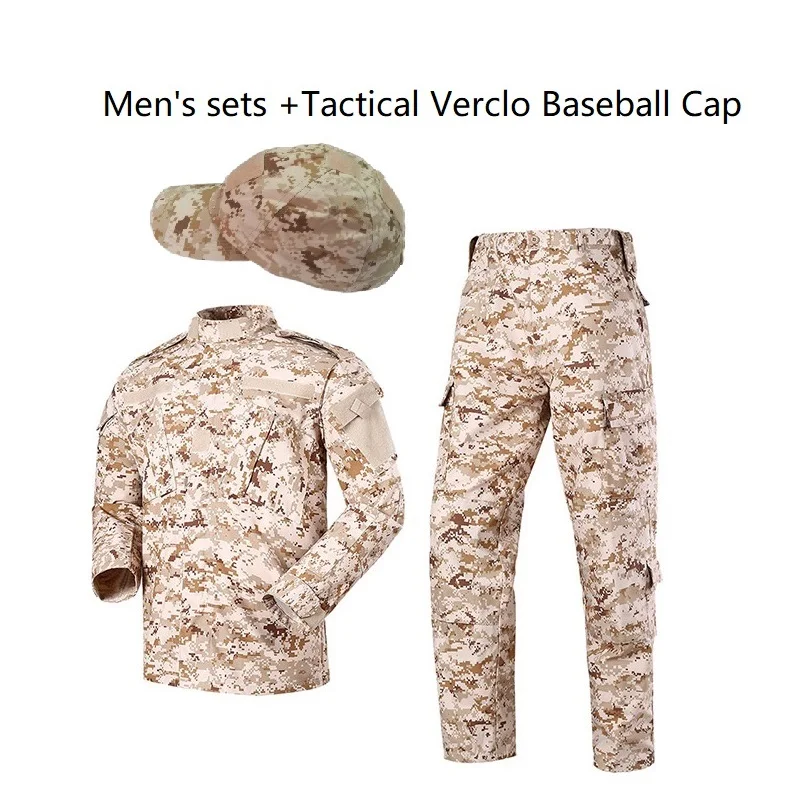 Men's Sets Derset Digital Camouflage  Army Uniform ACU Ribstop Military Uiforms With Tactical Verclo Baseball Cap