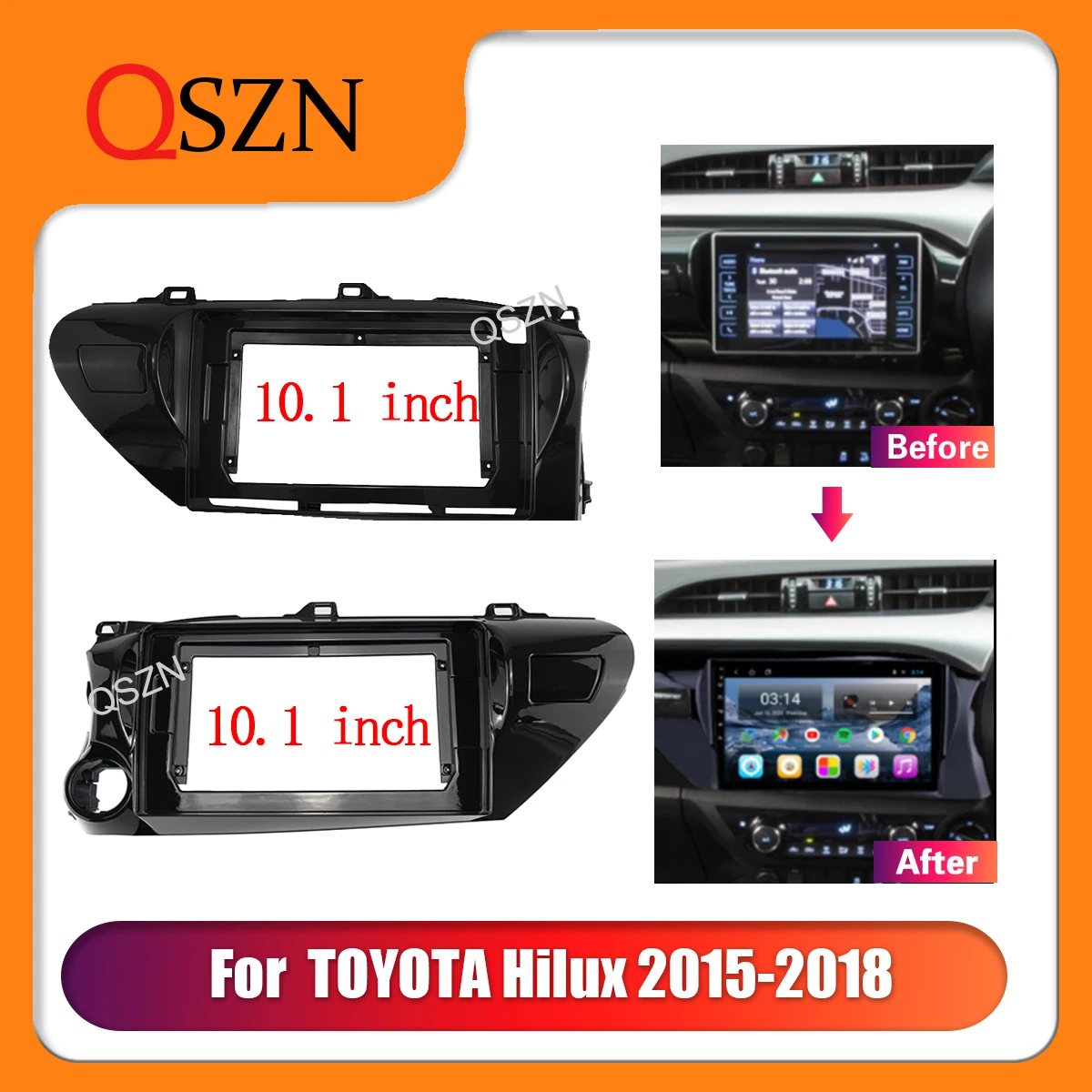 10.1 Inch Car Frame Fascia Adapter For TOYOTA Hilux Revo 2015-2018 LHD/RHD DVD Stereo Panel Dashboard Kit Installation 2 Din
