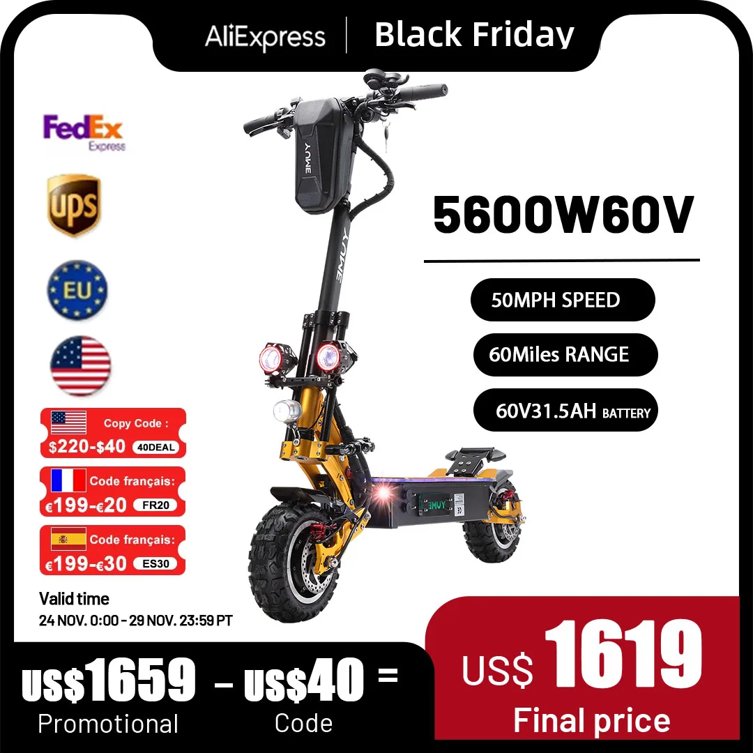 

YUME X11 11" 5000W Motor Off-Road Tires Up to 55Miles&60mph Foldable Powerful Electric Scooter for Adults