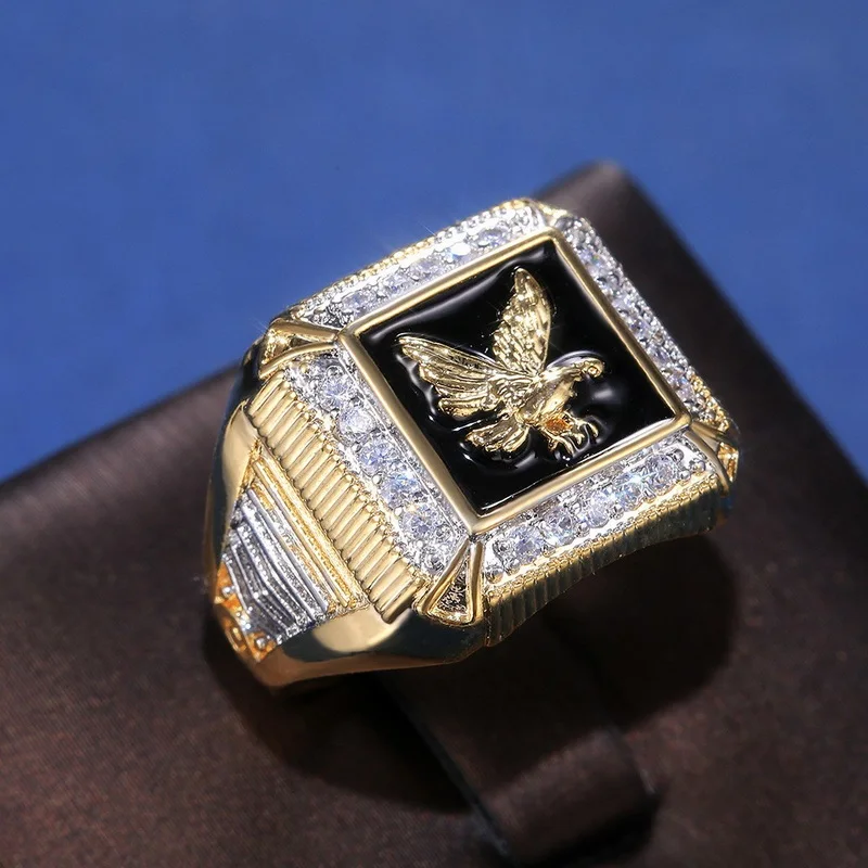 

Classic Square Eagle Signet Men's Ring Fashion Metal Geometric Stainless Steel Punk Rings for Men Hip Hop Party Jewelry Gifts