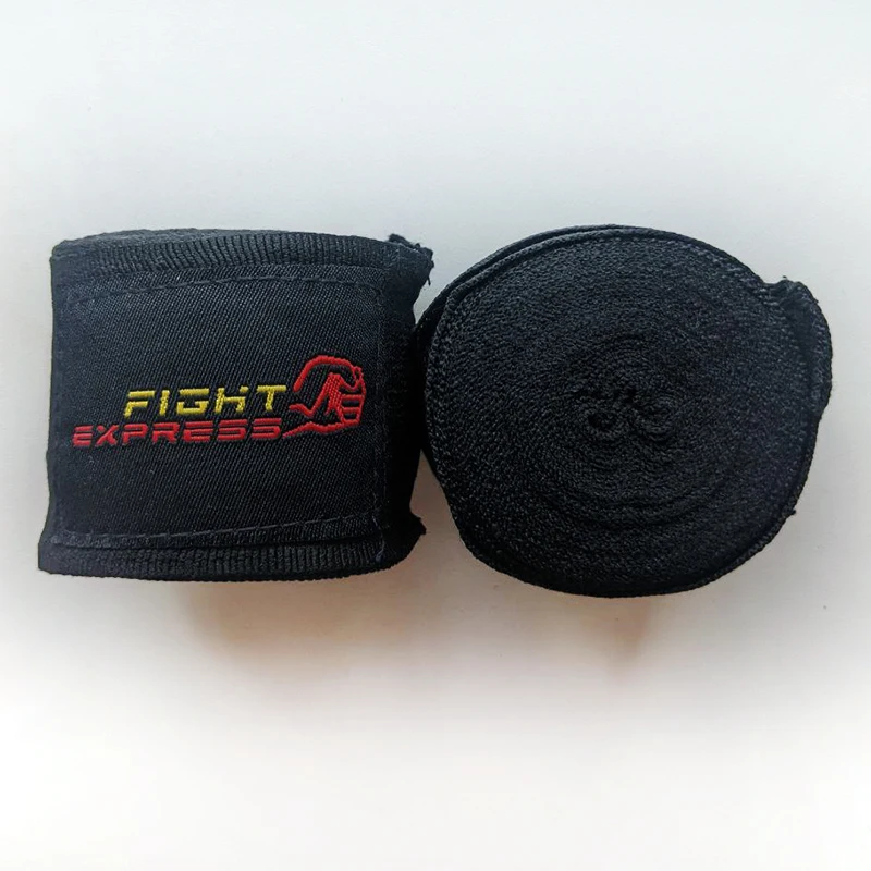 Боксерские бинты 4 5 метра FIGHT EXPRESS эластичные черные для защиты рук и костяшек