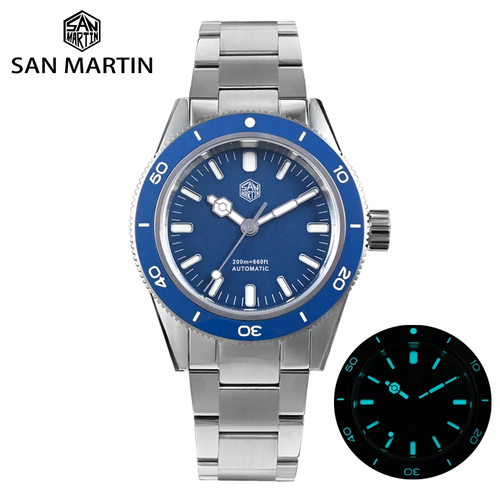 Мужские часы San Martin 39 5 мм для дайвинга сэндвич-циферблат роскошный сапфир YN55