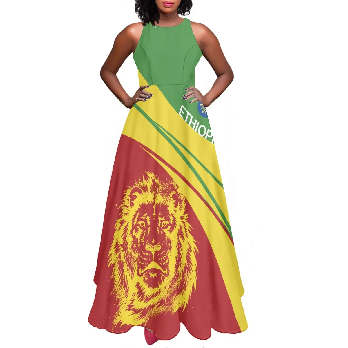 

New Summer Dress Women Long Dress Ethiopian Fashion Ethnic Print Retro Design Ladies High Quality Sleeveless Dress