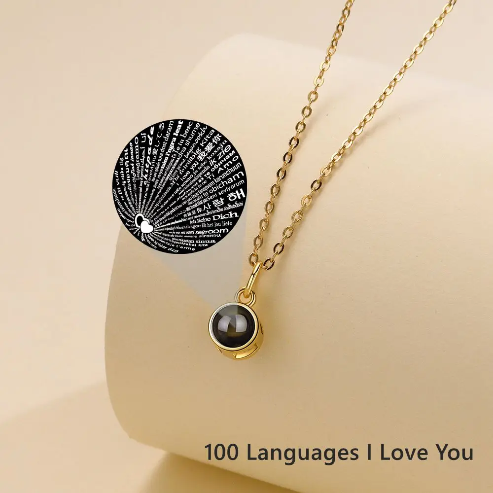 Projection Photo Necklace Personalized Custom Photo Necklace for Women Round Pendant Romantic Memory Girl Friend Ladies Gifts