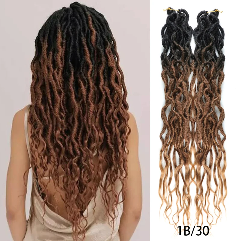 Smartbraid Goddess Locs Wavy Faux Locs Crochet Hair With loose wavy ends Pre-Looped Synthetic Braids Extensions Long Dreadlocks