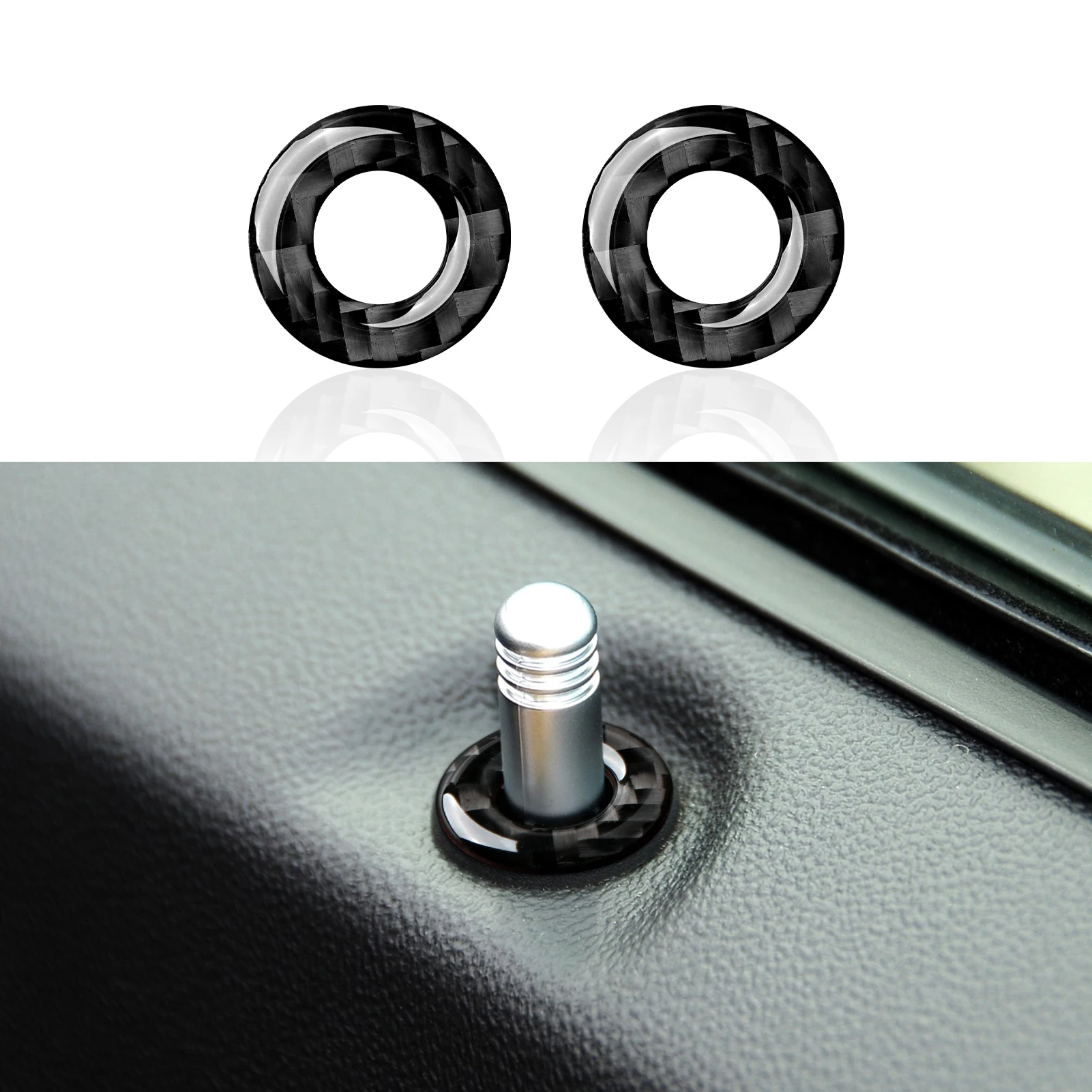 

Carbon Fiber Interior Sticker Car Door Lock Circle Ring Trim Decal For Dodge Challenger 2008-2014 Accessories