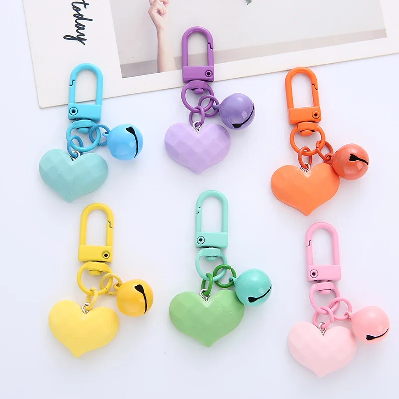 

Kawaii Metal Heart Phone Charm Mobile Phone Case Finger Ring Bell Pendant Buckle Clasp Keychain Heart Key Chain Funny Cute Gift