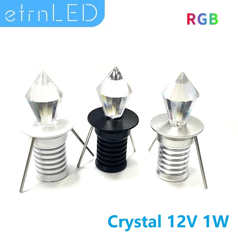 

etrnLED Crystal Led Spotlight 12V RGB Recessed Ceiling Mini Spot Decoration Dimmable Indoor Foco 1W for Showcase Cabinet Closet