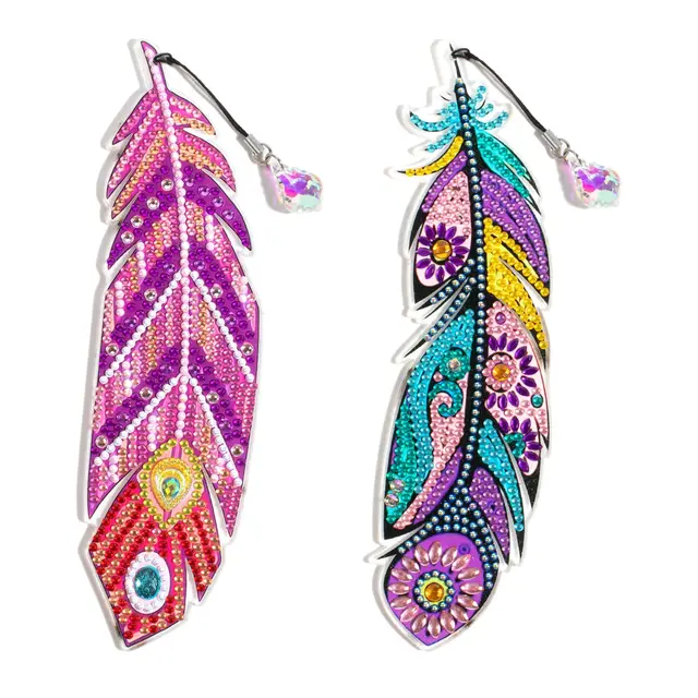 2022 NEW 5D DIY Special Shaped Diamond Painting Leather Bookmark Diamond Embroidery Craft Tassel Book Marks for Books Gifts 1