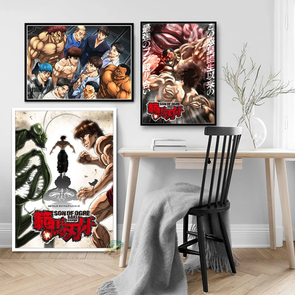 

Аниме постер Baki Hanma, Картина на холсте, настенные художественные Мультяшные постеры и принты, картина для детской спальни, домашний декор, по...