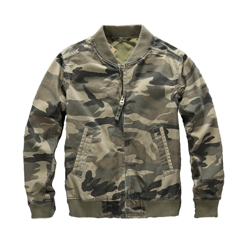 Japanese Harajuku Zip Up Camo Denim Jacket for Men Urban Boys Streetwear Military Camouflage Baseball Jackets Plus Size
