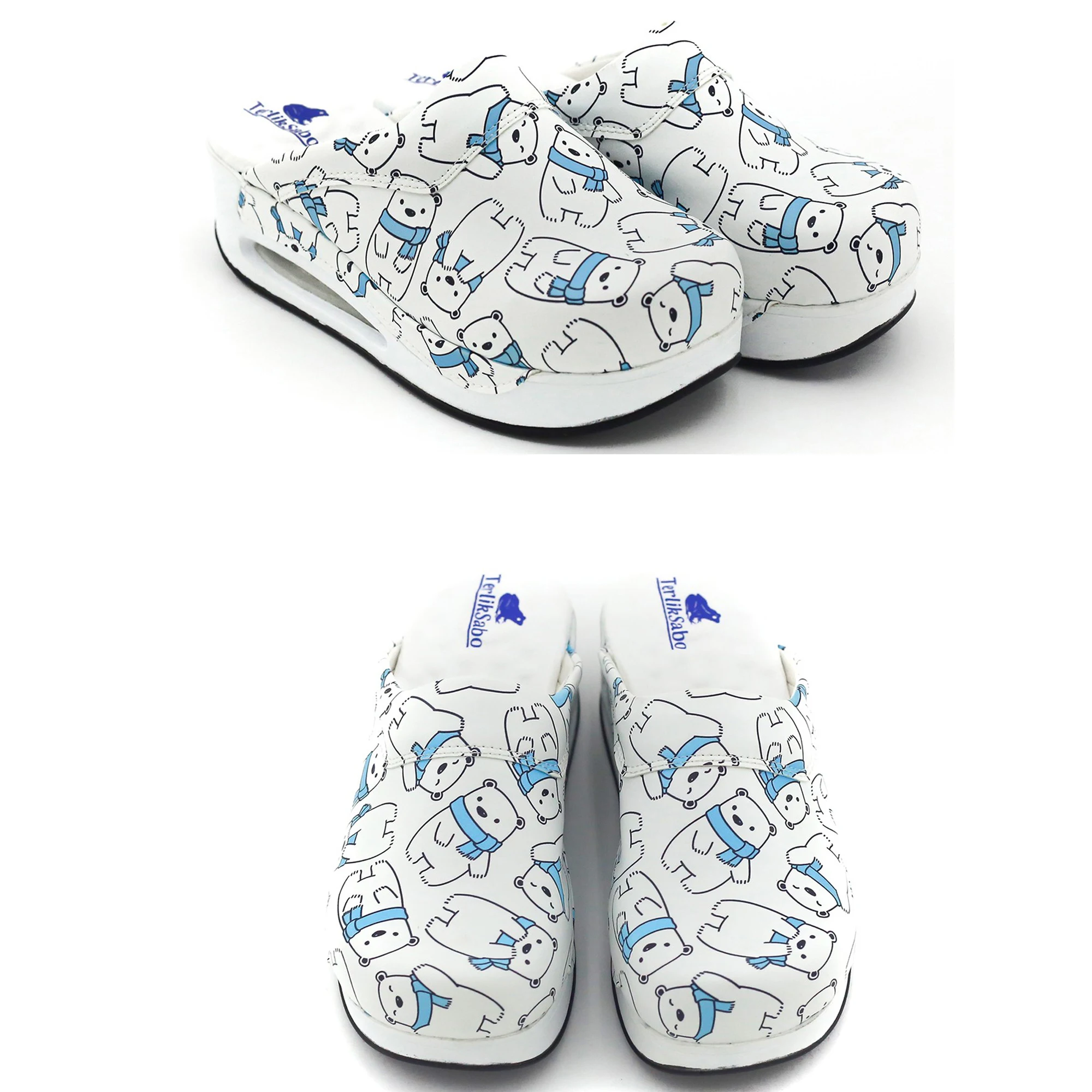 

White Ted Themed, Cool Air Sabo Non-Slip Sole Unisex Nurse Dentist Doctor Men Women Hospital Garden House İndoor outdoor Slippers